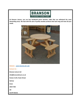 Picnic Benches For Sale  Bransonleisure.com