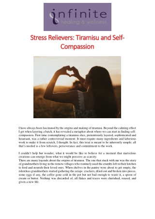 Stress Relievers Tiramisu and Self-Compassion