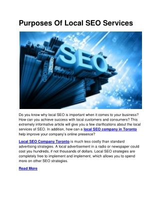 Purposes Of Local SEO Services