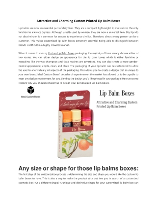 Attractive and Charming Custom Printed Lip Balm Boxes