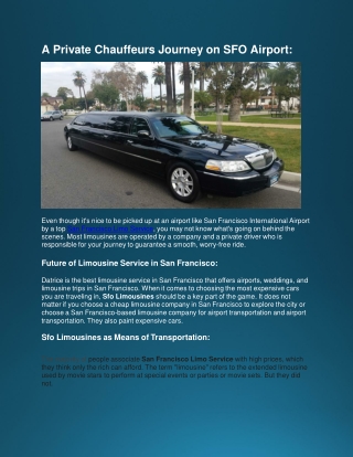 A Private Chauffeurs Journey on SFO Airport