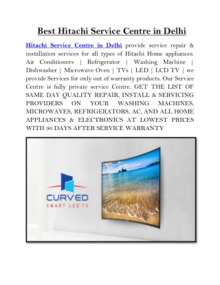 Best Hitachi Service Centre in Delhi