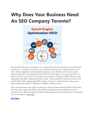 Why Does Your Business Need An SEO Company Toronto