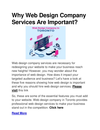 Why Web Design Company Services Are Important