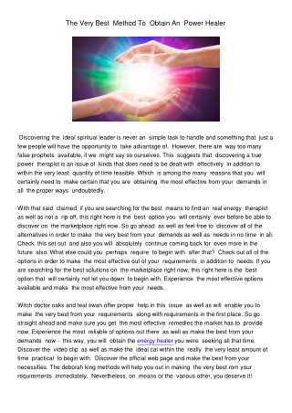 TheVeryBestMethodToObtainAnPowerHealer