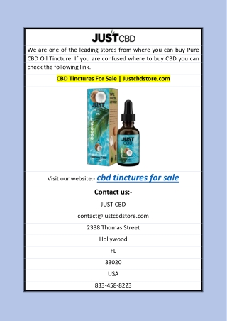 CBD Tinctures For Sale  Justcbdstore.com