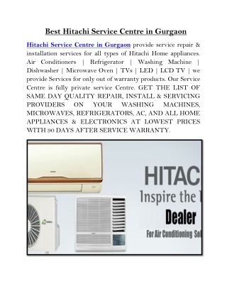 Best Hitachi Service Centre in Gurgaon