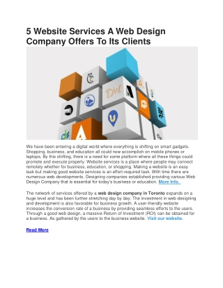5 Website Services A Web Design Company Offers To Its Clients