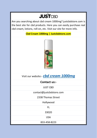 Cbd Cream 1000mg  Justcbdstore.com