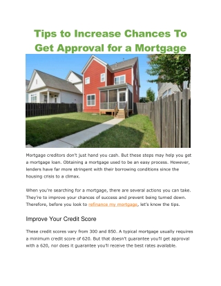 Refinance my mortgage