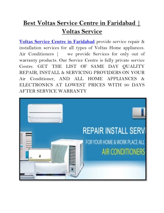 Best Voltas Service Centre in Faridabad