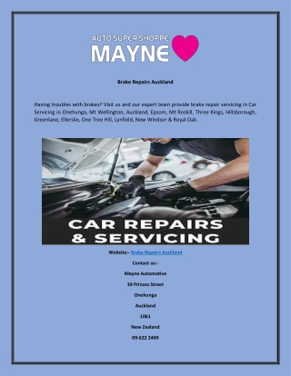 Brake Repairs Auckland