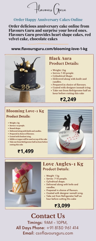 Online Order Anniversary Cake Online with Name in Delhi NCR Flavours Guru