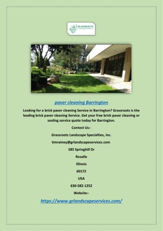 Grassroots Landscape Specialties | Paver Cleaning Barrington