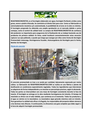 Planta de Concreto  Readymixconcretos.com