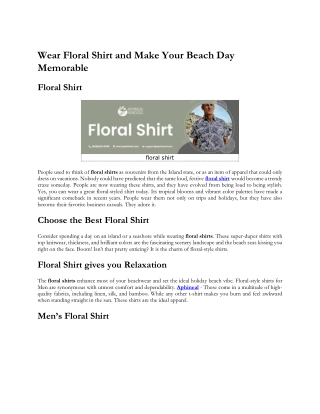 Wear Floral Shirt and Make Your Beach Day Memorable