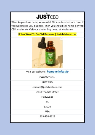 If You Want To Do Cbd Business  Justcbdstore.com