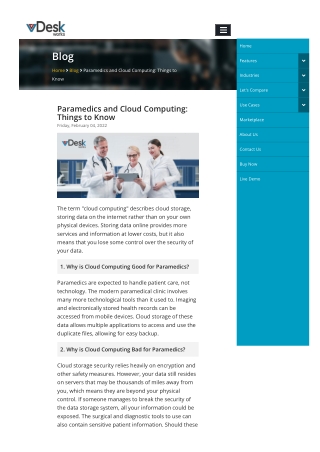 Paramedics and Cloud Computing: Things to Know