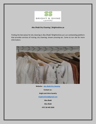 Abu Dhabi Dry Cleaning  Brightnshine.ae