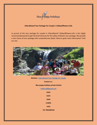Uttarakhand Tour Package For Couple Valleyofflowers.info