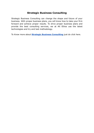Strategic Business Consulting