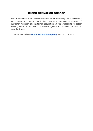 Brand Activation Agency