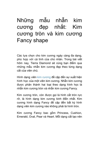 Những mẫu nhẫn kim cương đẹp nhất: Kim cương tròn và kim cương Fancy shape