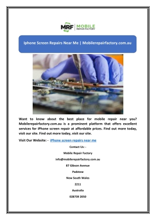 Iphone Screen Repairs Near Me | Mobilerepairfactory.com.au