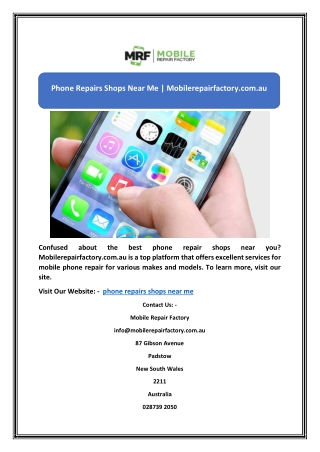 Phone Repairs Shops Near Me | Mobilerepairfactory.com.au