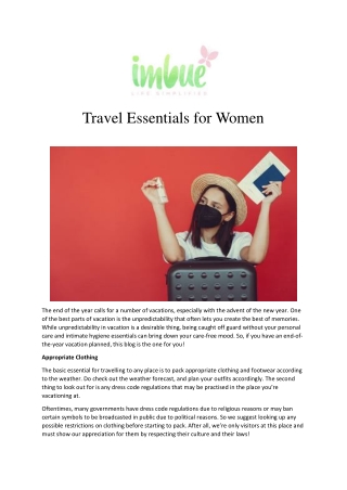 Travel Essentials for Women with Imbue Natural