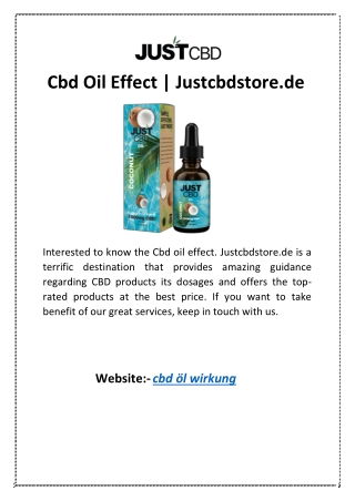 Cbd Oil Effect | Justcbdstore.de