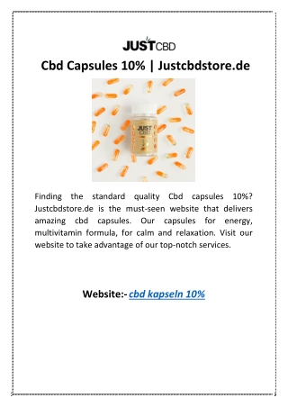 Cbd Capsules 10% | Justcbdstore.de