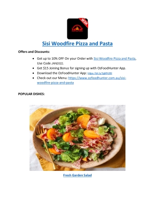 5% Off - Sisi Woodfire Pizza and Pasta Pakenham Menu, VIC