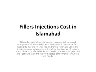 Fillers Injections Cost in Islamabad