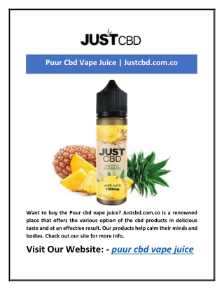 Puur Cbd Vape Juice | Justcbd.com.co