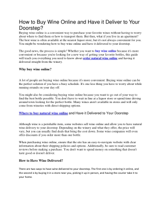 How to Buy Wine Online and Have it Deliver to Your Doorstep?