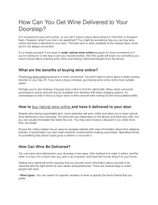 How Can You Get Wine Delivered to Your Doorstep?