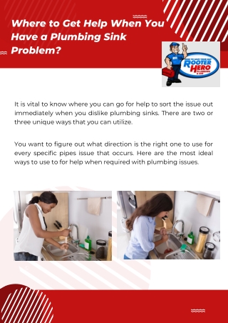 Where to Get Help When You Have a Plumbing Sink Problem