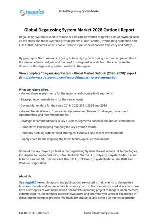 2021 Degaussing System Industry Global Analysis Report