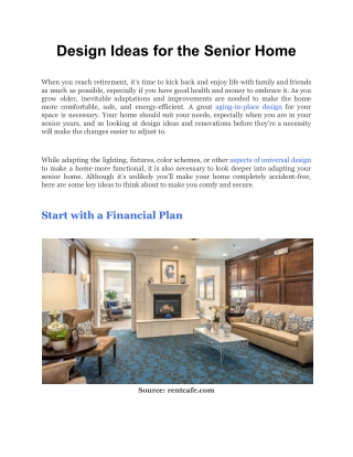 Design Ideas for the Senior Home