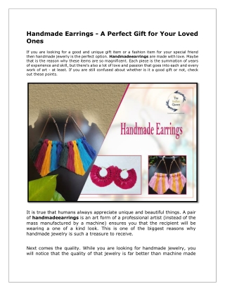 Handmade Earrings - A Perfect Gift for Your Loved Ones