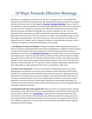 10 Ways Towards Effective Meetings