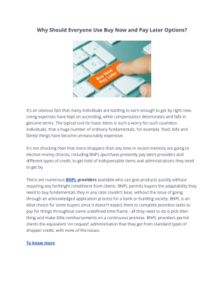 Why Should Everyone Use Buy Now and Pay Later Options?