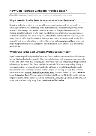 How Can I Scrape LinkedIn Profiles Data