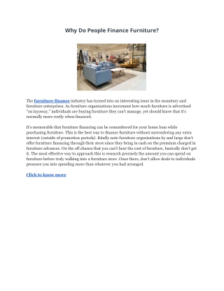 Why Do People Finance Furniture?