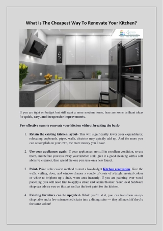 What Is The Cheapest Way To Renovate Your Kitchen