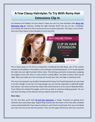 A Few Classy Hairstyles To Try With Remy Hair Extensions Clip In