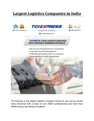 Largest Logistics Companies in India