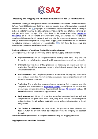 Decoding The Plugging And Abandonment Processes For Oil And Gas Wells