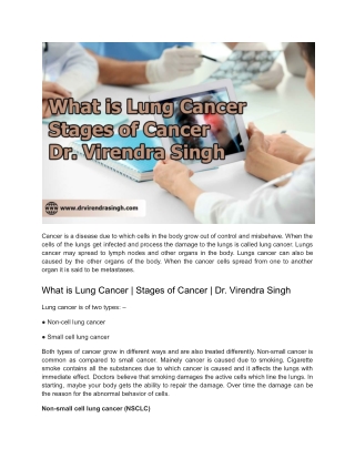 What is Lung Cancer _ Stages of Cancer _ Dr. Virendra Singh